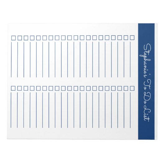 Navy Blue Vertical 8.5x11 Two Column Checklist Notitieblok (Voorkant)