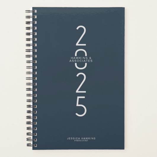 Navy Blue Vertical Modern Year Weekly Planner (Voorkant)