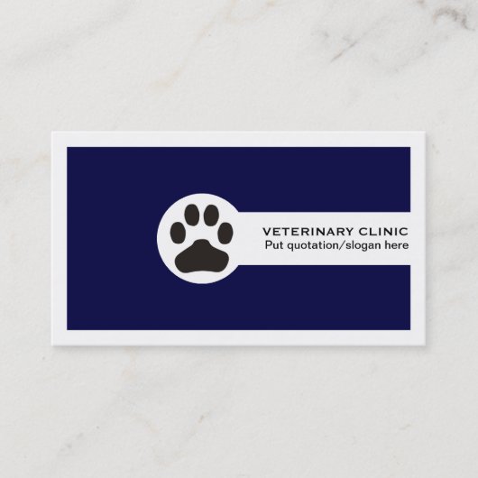 Navy blue Vet/Veterinary Clinic minimalist Visitekaartje (Voorkant)