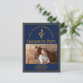 Navy Blue Veterinaire School Afstudeerfeest Uitnodiging Briefkaart (Staand voorkant)