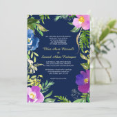 Navy Blue Violet Modern Floral Wedding Kaart (Staand voorkant)