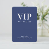 Navy Blue VIP All Access 3,5" x 5" ID-badge Kaart (Staand voorkant)