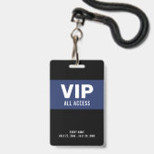 Navy Blue VIP All Access Pas Event ID Badge (Voorzijde met lanyard)