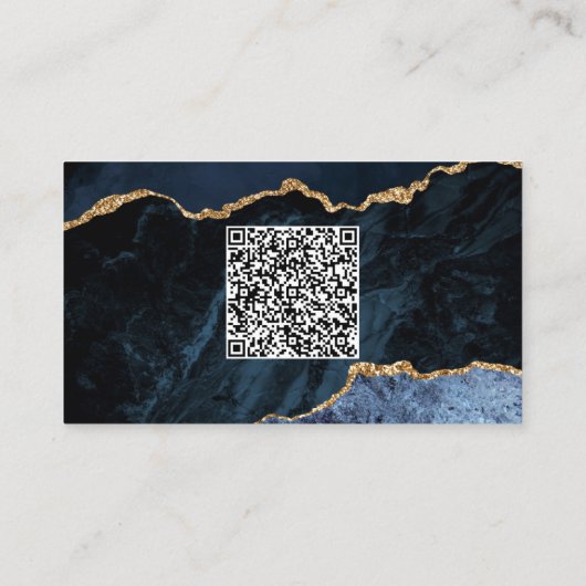 Navy Blue visitekaartje sjabloon met QR-code (Achterkant)