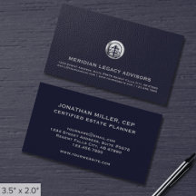 Navy Blue Visitekaartjes met Silver Seal Logo