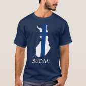 NAVY BLUE Vlagkaart van Finland Suomi T-Shirt (Voorkant)