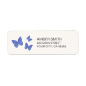 Navy Blue Vlinder Waterverf Natuur Etiket (Voorkant)