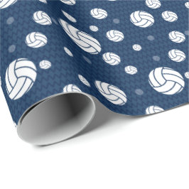 Navy Blue Volleyball Chevron Patterned Cadeaupapier