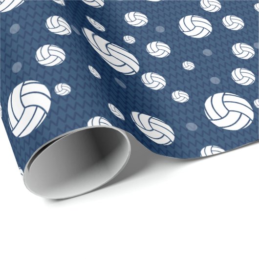 Navy Blue Volleyball Chevron Patterned Cadeaupapier (Rol Hoek)