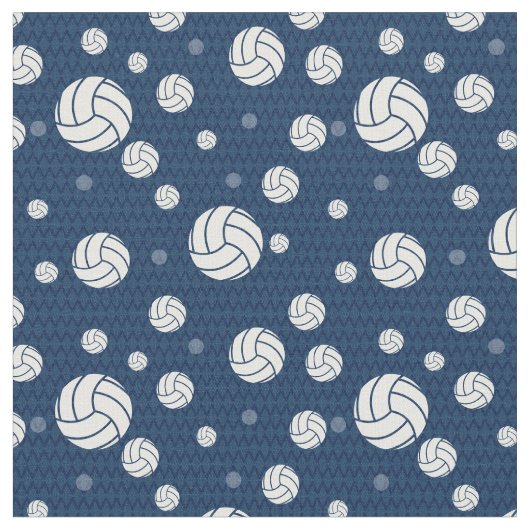 Navy Blue Volleyball Chevron Patterned Stof (Close Up)