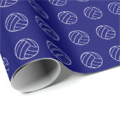 Navy Blue Volleyball Pattern Wrapping Paper Cadeaupapier (Rol Hoek)