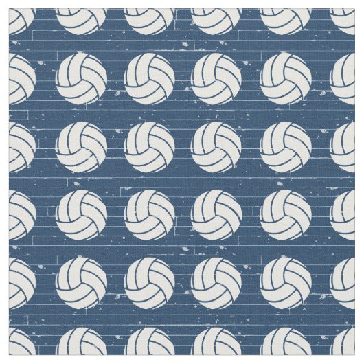 Navy Blue Volleyball Wood Floor Patterned Stof (Close Up)