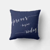 Navy Blue Voor Altijd Begint Vandaag Trouwkussens Kussen (Achterkant)