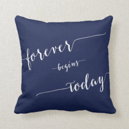 Navy Blue Voor Altijd Begint Vandaag Trouwkussens Kussen