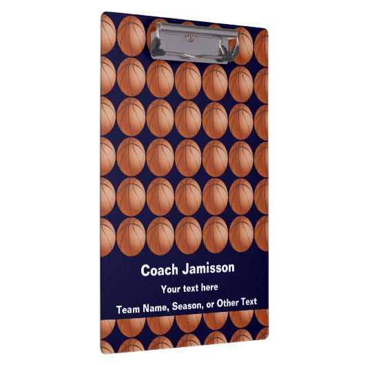 Navy Blue voor Basketball Coach, naam, bedankt Klembord (Rechts)