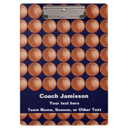 Navy Blue voor Basketball Coach, naam, bedankt Klembord