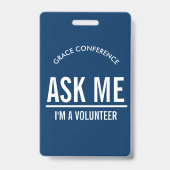 Navy Blue Vraag het me Ik ben een vrijwilliger id Badge (Achterkant)