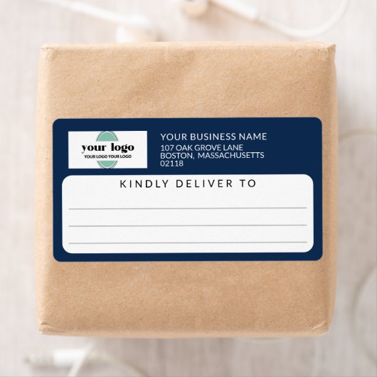 Navy Blue vriendelijk leveren aan Logo Verzending Etiket (Insitu)