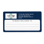Navy Blue vriendelijk leveren aan Logo Verzending Etiket (Voorkant)