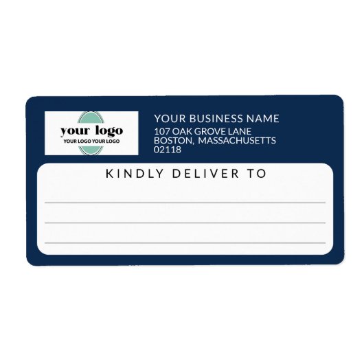 Navy Blue vriendelijk leveren aan Logo Verzending Etiket (Voorkant)