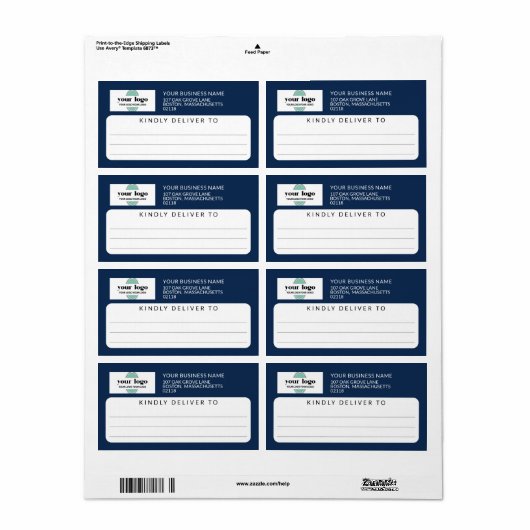 Navy Blue vriendelijk leveren aan Logo Verzending Etiket (Full Sheet)