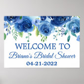 Navy Blue Vrijgezellenfeest Floral Poster (Voorkant)