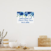 Navy Blue Vrijgezellenfeest Floral Poster (Keuken)