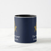 Navy Blue Vrijmetselaar Vierkant Kompas Mok (Midden)