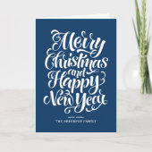 Navy Blue Vrolijk kerstfeest en een gelukkig nieuw Feestdagen Kaart (Voorkant)