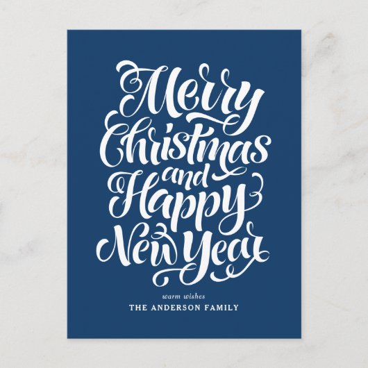 Navy Blue Vrolijk kerstfeest en een gelukkig nieuw Feestdagenkaart (Voorkant)