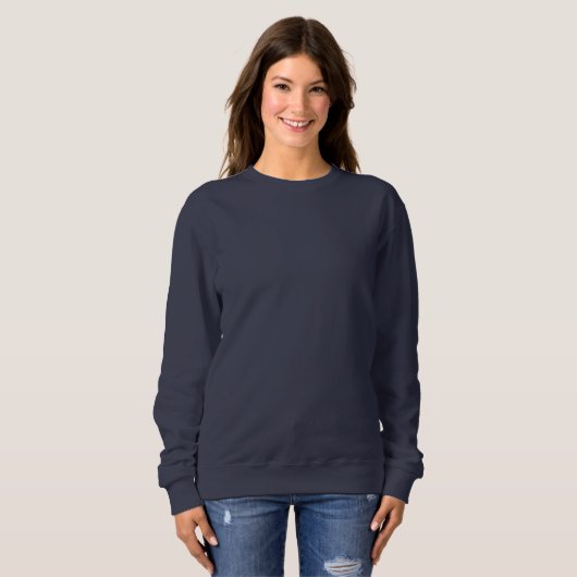 Navy Blue Vrouwen Basic Crewneck Sweatshirt (Voorkant volledig)