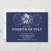 Navy Blue  Vuurwerk 4 juli Partij Kaart (Voorkant)