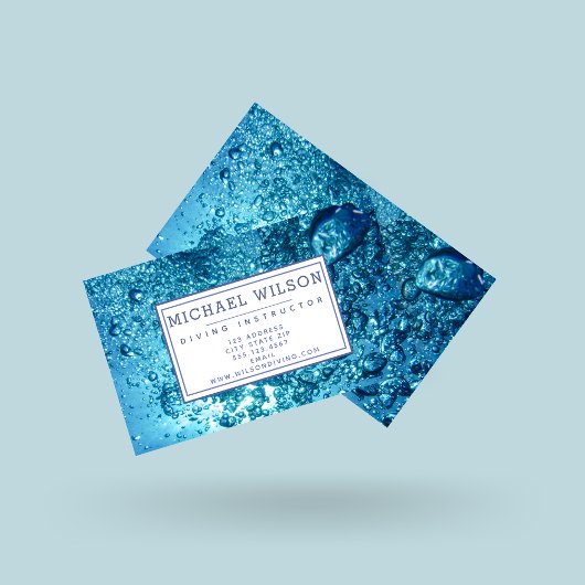 Navy Blue Water Bubbles - Scuba Diving Instructor Visitekaartje
