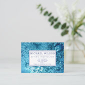 Navy Blue Water Bubbles - Scuba Diving Instructor Visitekaartje (Staand voorkant)