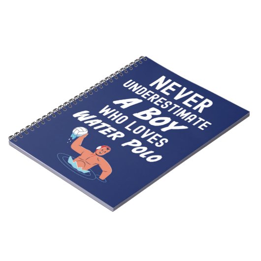 Navy Blue Water Polo Cadeaus voor Jongens Notitieboek (Linkerzijde)