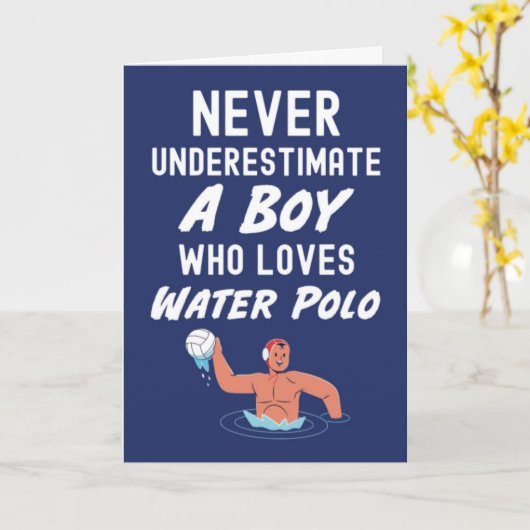 Navy Blue Water Polo Kaarten voor jongens voor hem (Gele Bloem)