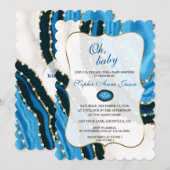 Navy Blue Watercolor Agate Parels Baby Shower Kaart (Voorkant / Achterkant)