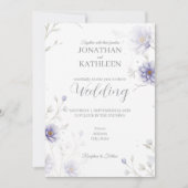 Navy Blue Watercolor Floral Wedding Invitation Kaart (Voorkant)