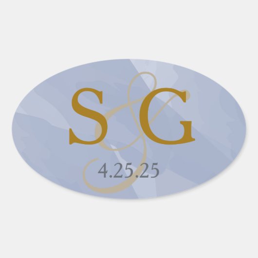 Navy Blue Watercolor Monogram Label (Voorkant)