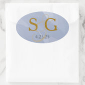 Navy Blue Watercolor Monogram Label (Tas)