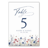 Navy Blue Watercolor Wildflower Rustic Wedding Kaart (Achterkant)