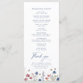 Navy Blue Watercolor Wildflower Rustic Wedding Menu (Achterkant)