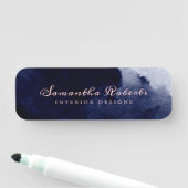 Navy Blue Waterverf Abstract Blush Pink Script Naamplaatje (In situ)