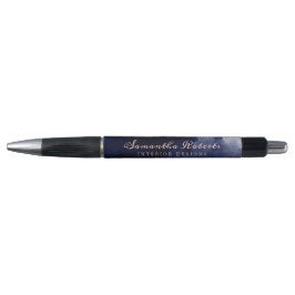Navy Blue Waterverf Abstract Blush Pink Script Pen