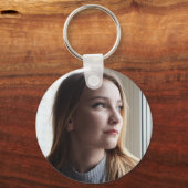 Navy Blue Waterverf Abstracte Blush Pink foto Sleutelhanger (Achterkant)