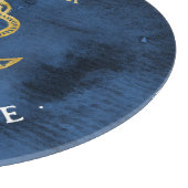 Navy Blue Waterverf Anchor Nautical Add Boat Name Snijplank (Hoek)