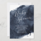 Navy Blue Waterverf Baby shower Kaart (Voorkant)