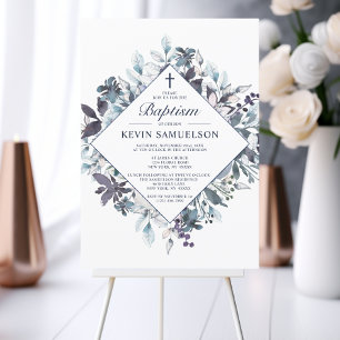 Navy Blue Waterverf Baptism Christening Boy Kaart