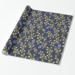 Navy Blue Waterverf Berry Floral Cadeaupapier<br><div class="desc">Voeg een vleugje elegantie toe aan uw geschenken met dit prachtige inpakpapier, met een marineblauwe achtergrond versierd met delicate waterverf bessen en gebladerte in zacht goudkleurige en blauwtinten. Ideaal voor vakantie cadeaus, verjaardagen en speciale gelegenheden, dit bloemmotief brengt sophisticatie en charme aan uw cadeauverpakking. Ideaal voor iedereen die houdt van...</div>