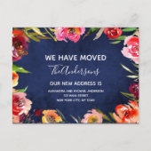 Navy Blue Waterverf Bloemen Bewegende Aankondiging (Voorkant)